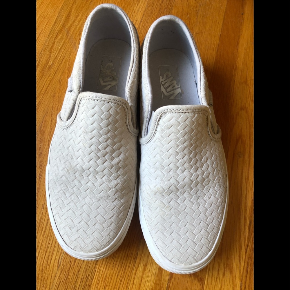 Vans textured light grey women’s size 8.5 slip ons